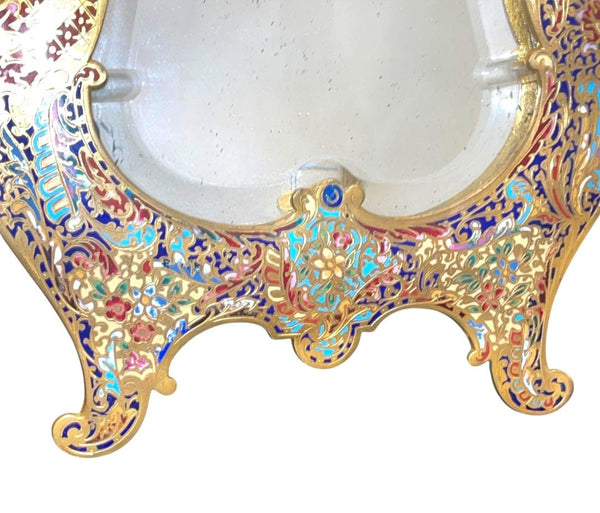 19th Century French Champlevé Bronze & Brass Easel Mirror