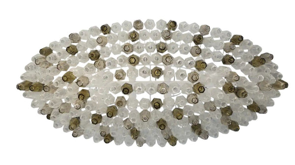 Grey & Crystal Murano Glass Poliedri Chandelier by Alberto Donà. Italy, 1980's.