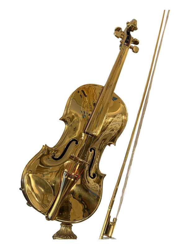 1960's Italian Polished Bronze Violin Sculpture on Acrylic Base.