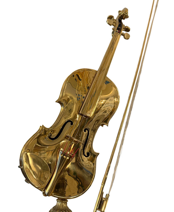 1960's Italian Polished Bronze Violin Sculpture on Acrylic Base.