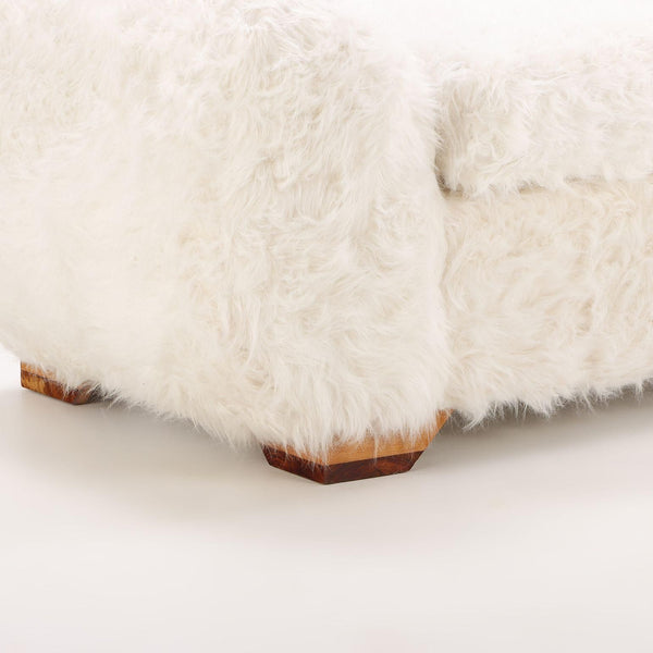 Pair of Oversized Off-White Faux Goatskin Chairs