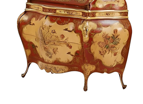 Italian Venetian Rococo-Style Painted Secretary Cabinet-Mirrored Doors, c. 1930s