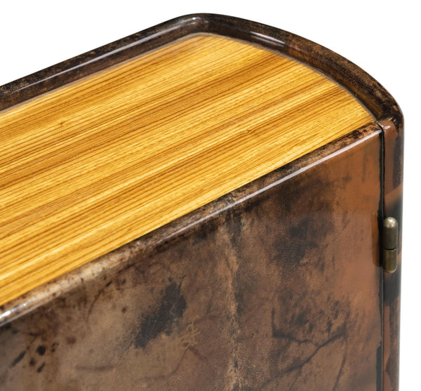 Aldo Tura Lacquered Goatskin Book Form Bar Cabinet, Italy, 1950's.