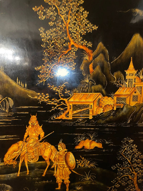 Mid-20th Century Two-Door Chinoiserie Decorated Armoire. France, 1940's.