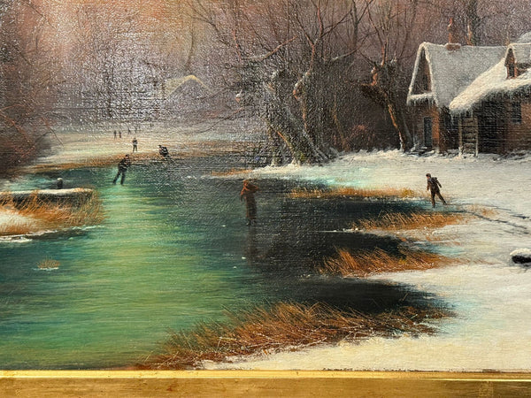 Nils Hans Christiansen Winter Landscape Painting. Denmark, Early 20th Century.