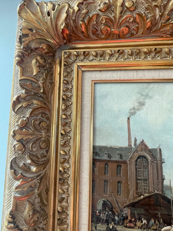 A. Masson “Anvers from the River” Oil Painting. 19th Century, France.