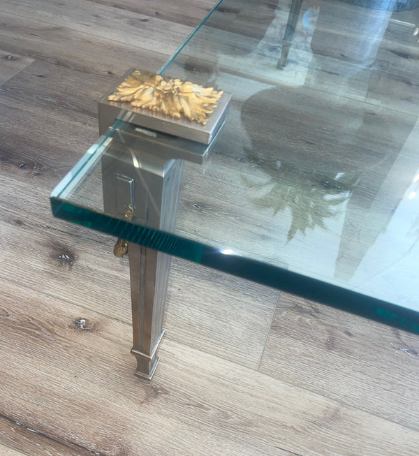 P.E. Guerin Louis XVI Style Bronze Garland Coffee Table. U.S.A Late 20th Century