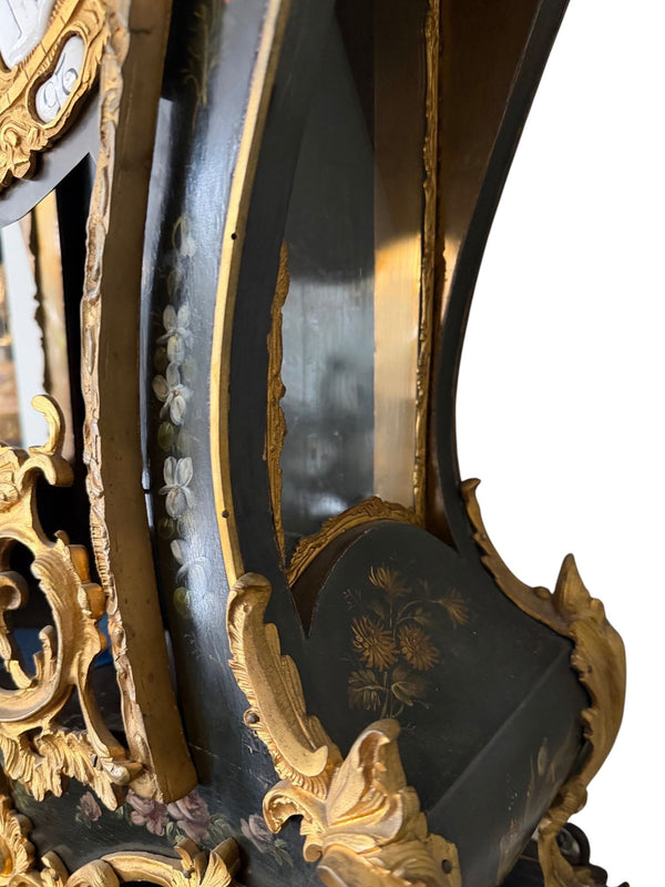 18th Century French Louis XV Lenoir à Paris Floral Cartel Clock & Bracket
