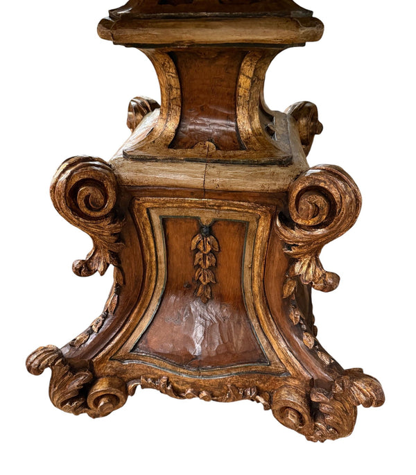 Late 19th Century Italian Carved Wood Base & Malachite Top Center Table
