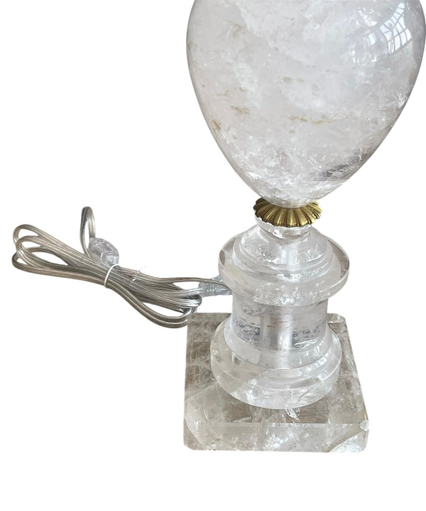 Pair of French Carved Rock Crystal Table Lamps, 20th Century