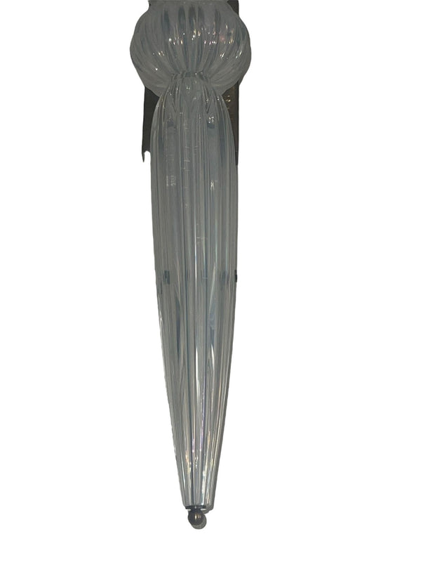 Set of Six Modernist Celadon Opaline Murano Glass & Brass Sconces – 21st Century