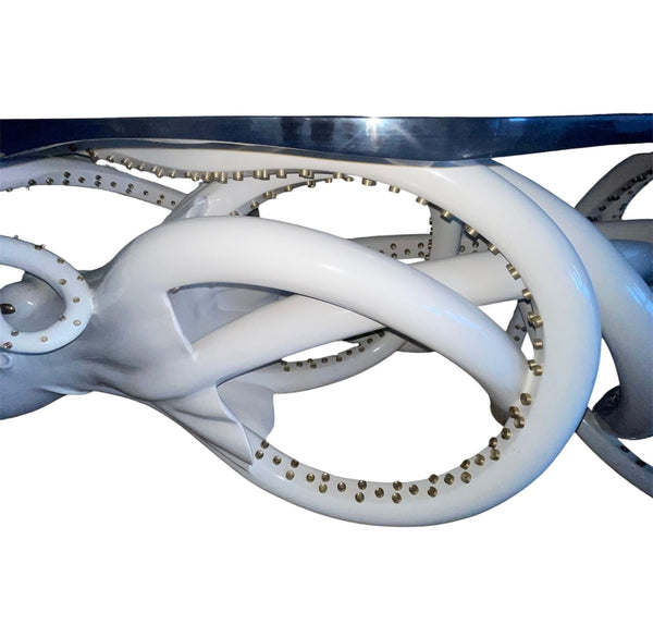 Limited Edition Sculptural Octopus Console Table-Wavy Resin Top. U.S.A. 21st C.