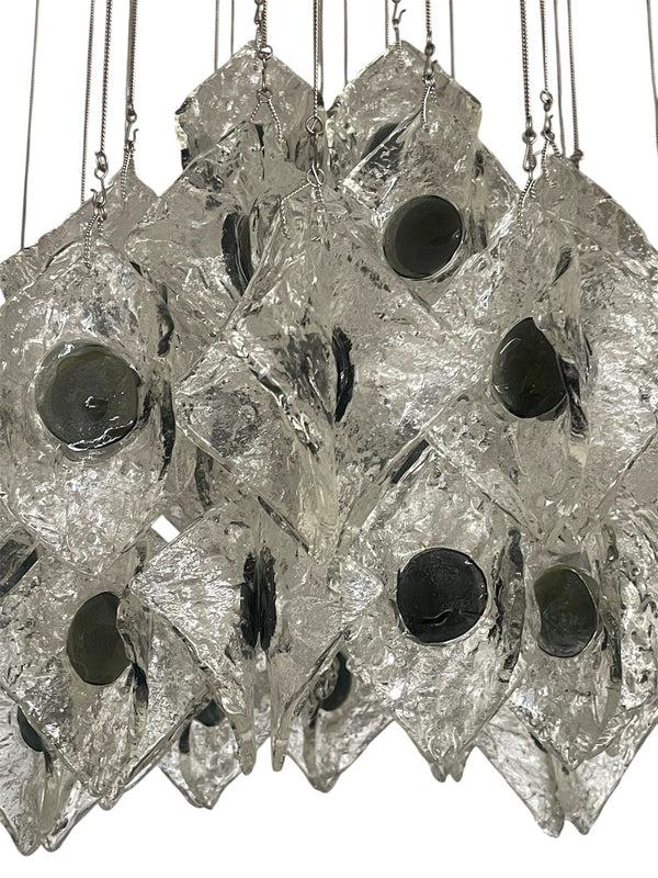 Kalmar "Eliche" Chandelier with Mazzega Murano Glass. Austria / Italy, 1960's