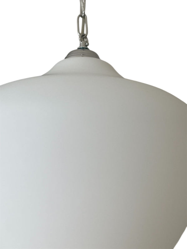 Set of Six Italian Murano Milky White Glass Pendants, 1980's.