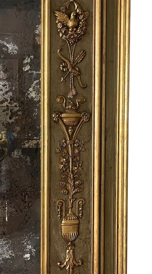 Pair of Monumental French Gilt and Painted Mirrors, Late 19th Century.