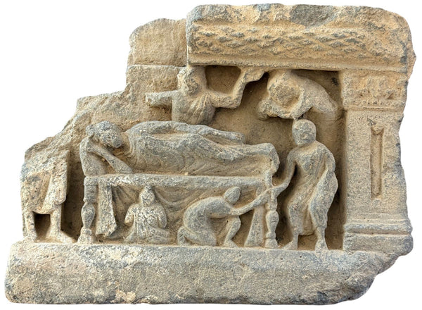 Ancient Gandharan Schist Parinirvana Relief, 2nd–4th Century AD