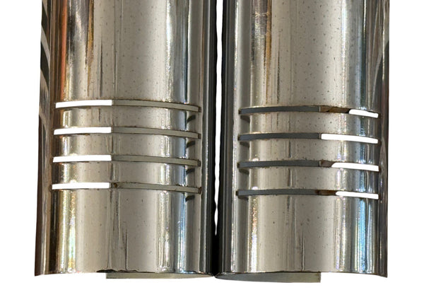 Four Italian Polished Chrome Cylindrical Wall Sconces, Italy, Mid 20th Century.