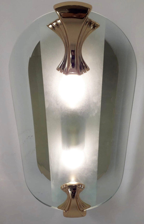 Set of Four Beveled Art Deco Style Sconces by Fratelli Martini. Italy, 1970's.