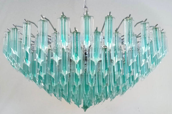 Vintage Aquamarine Quadrieri Murano Glass Chandelier. Italy, 1960's.