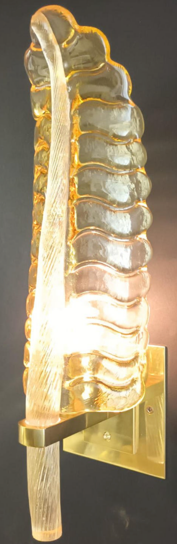 Set of Six Golden Amber Murano Sconces. Italy, 1960's.