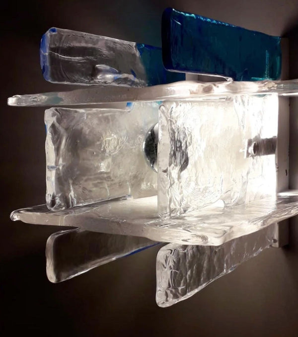 Set of Ten Carlo Nason for Mazzega Square Murano Glass Sconces – Italy, 1960's.