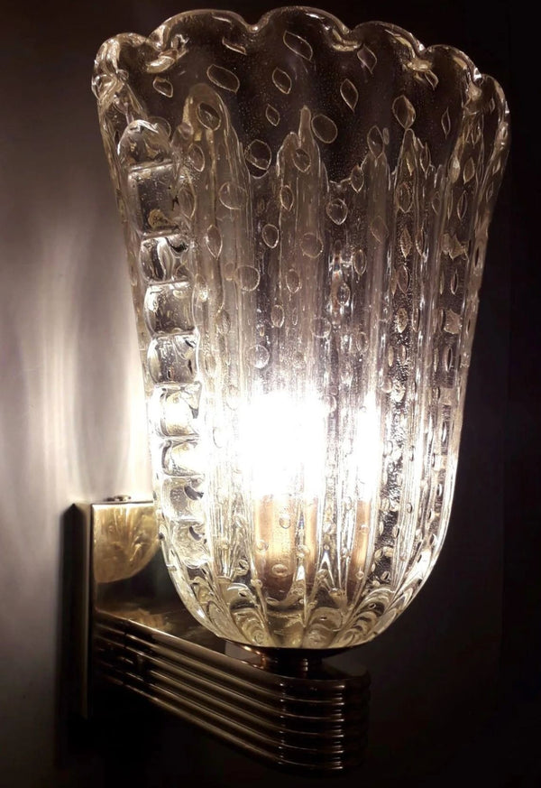 Set of Six Gold Bollicine Murano Sconces by Barovier e Toso. Italy, 1950's.