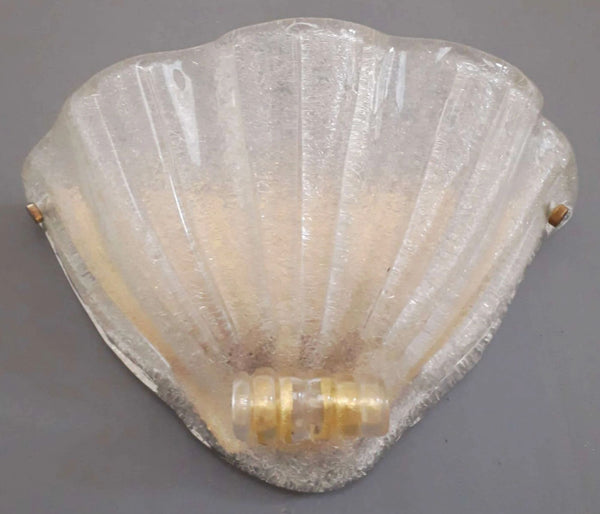 Pair of Italian Graniglia Murano Glass Uplight Sconces with Gold Flecks. 1960's.