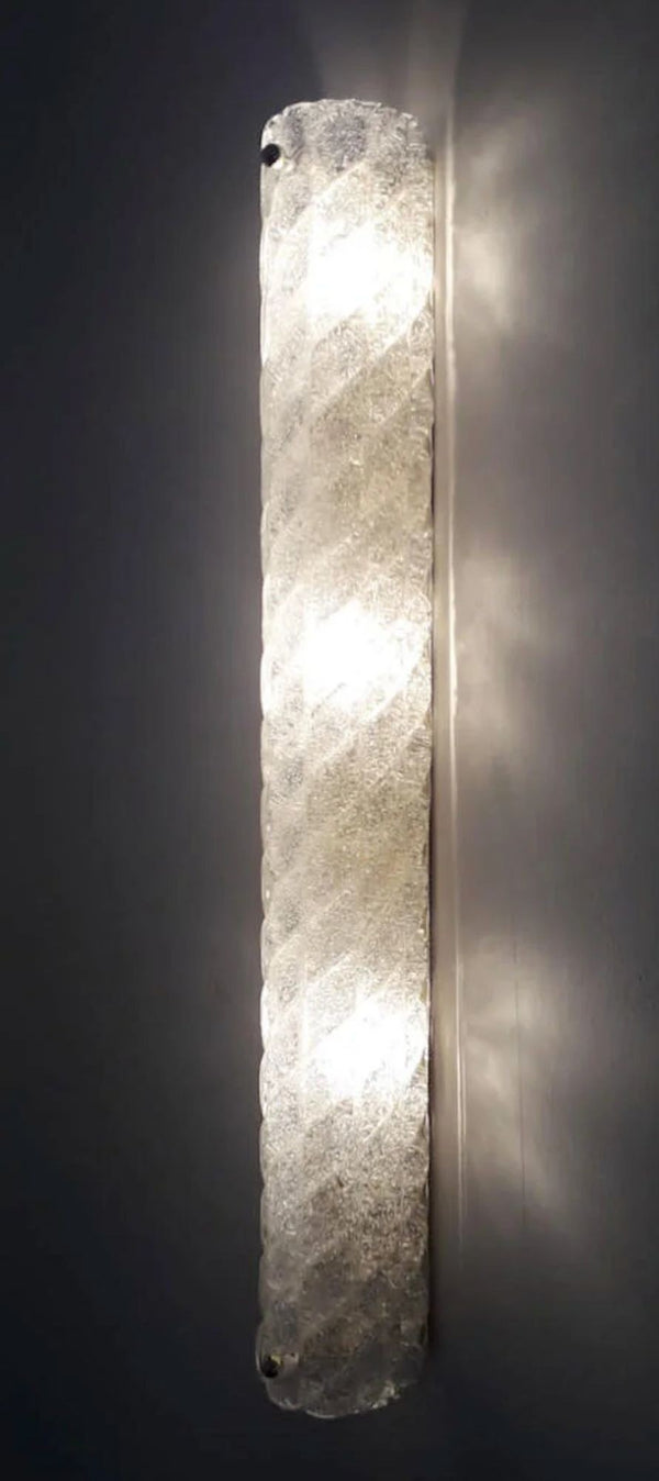 Set of Three Barovier e Toso “Canale” Clear Murano Glass Sconces. Italy, 1960's.