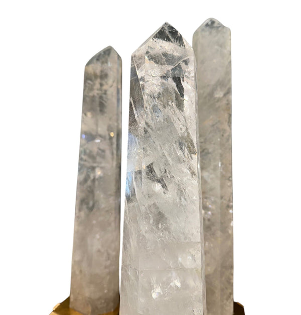 Set of Five Rock Crystal Obelisk Towers on Giltwood Bases. U.S.A. 20th Century.