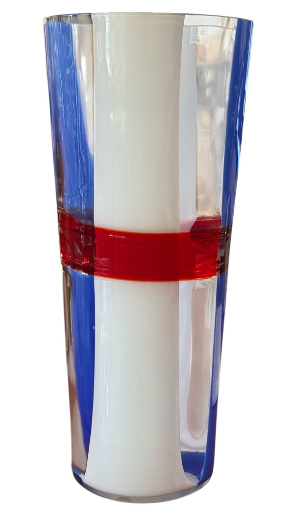 Carlo Moretti Signed Geometric Murano Glass Vase. Italy, 2010.