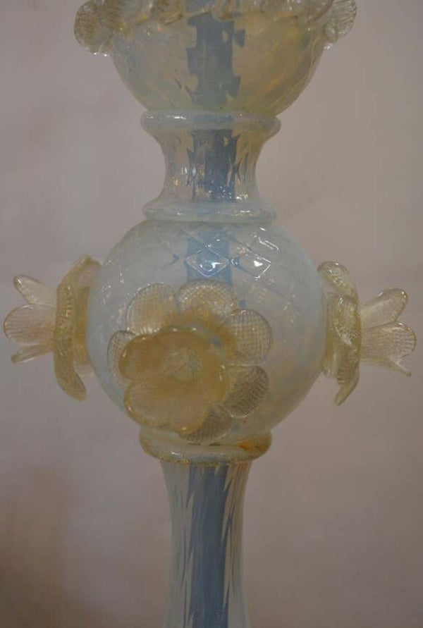 Vintage Italian Opaline Murano Glass Floor Lamp, c. 1970's