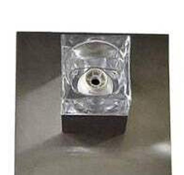 Set of Four Sciolari Glass Cube & Brushed Nickel Sconces. Italy, 1960's.