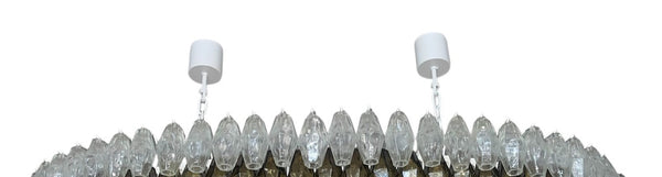 Grey & Crystal Murano Glass Poliedri Chandelier. Italy, 1980's.