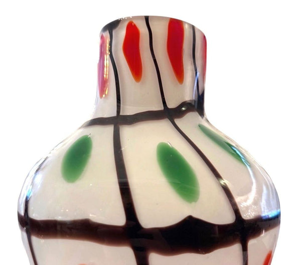 Vintage Italian Murano Polka Dot Art Glass Vase, Mid-20th Century.