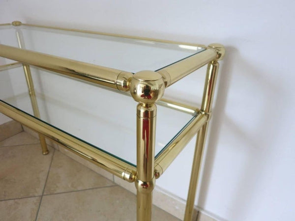 Pair of Italian Midcentury Brass Console Table, Italy, 1950s