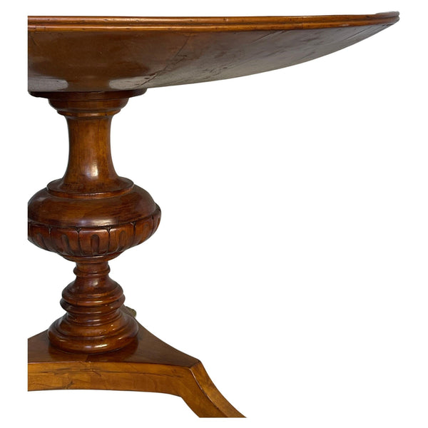 Early 20th C. French Regency-Style Round Maple & Walnut Table w/ Sunburst Inlay