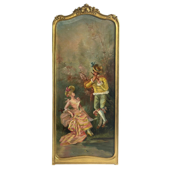 Pair of French Late 19th Century Tall Oil on Canvas Paintings