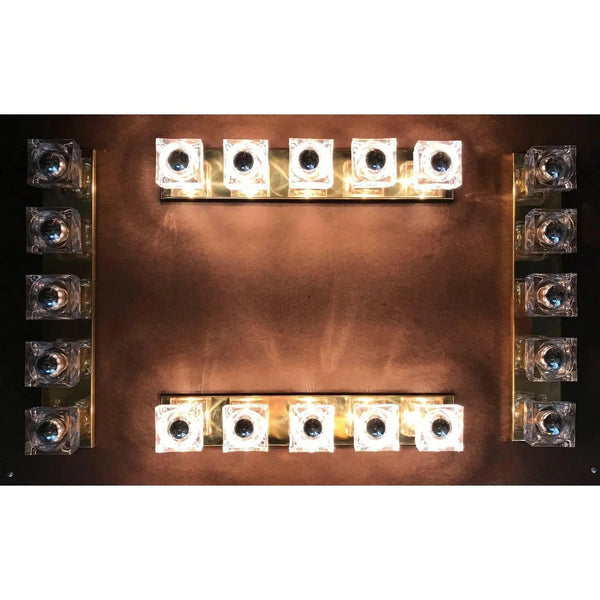 Set of Four Sconces with Sciolari Murano Glass Cubes Italy, 1960's.