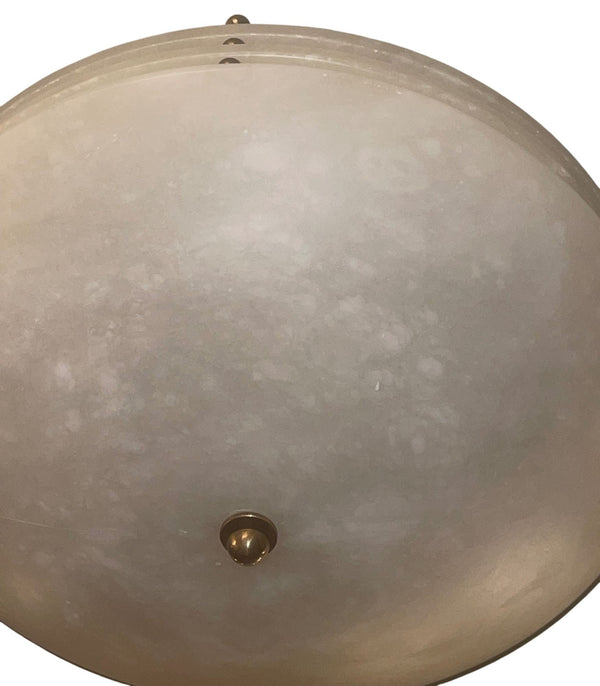 Set of Three Alabaster Flush Mount Ceiling Lights. U.S.A. Mid-20th Century.