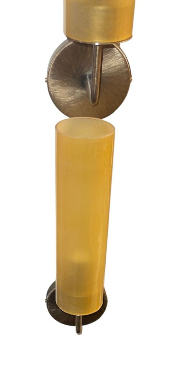 Four Sconces w/ Amber Murano Glass Tubes Style of Agne Jakobsson. Italy, 1970's.