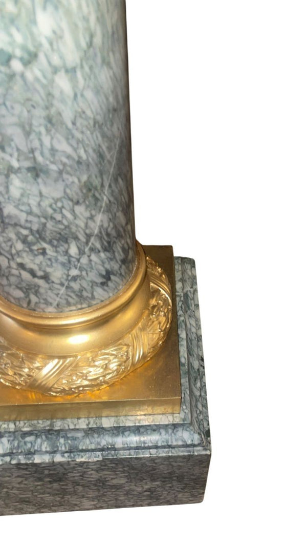 19th Century French Gilt Bronze-Mounted Pedestal with Rare Green Marble.