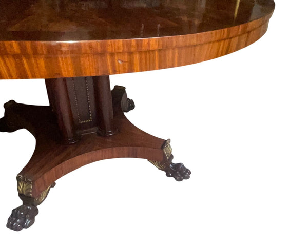 Late 19th Century English Flame Mahogany Pedestal Dining Table