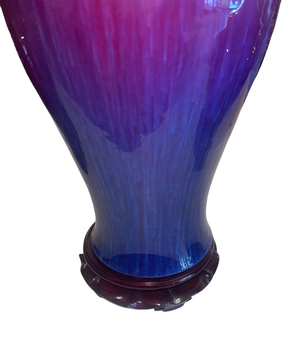 20th Century Set of Three Chinese Flambé Glazed Porcelain Vases