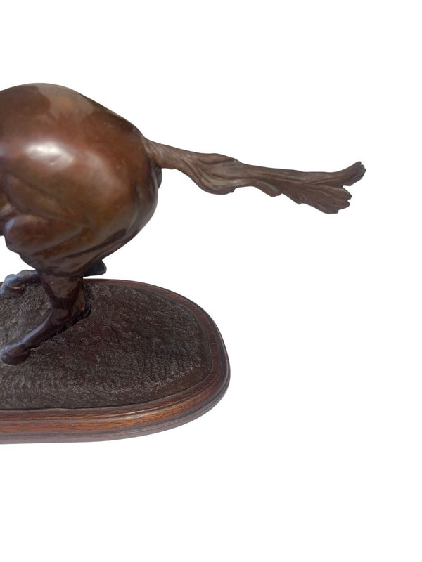 English Bronze Racehorse Sculpture Signed by Gill Parker 1984.