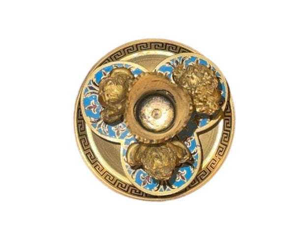 Late 19th Century French Champlevé Enamel and Gilt Bronze Mounted Glass Vase