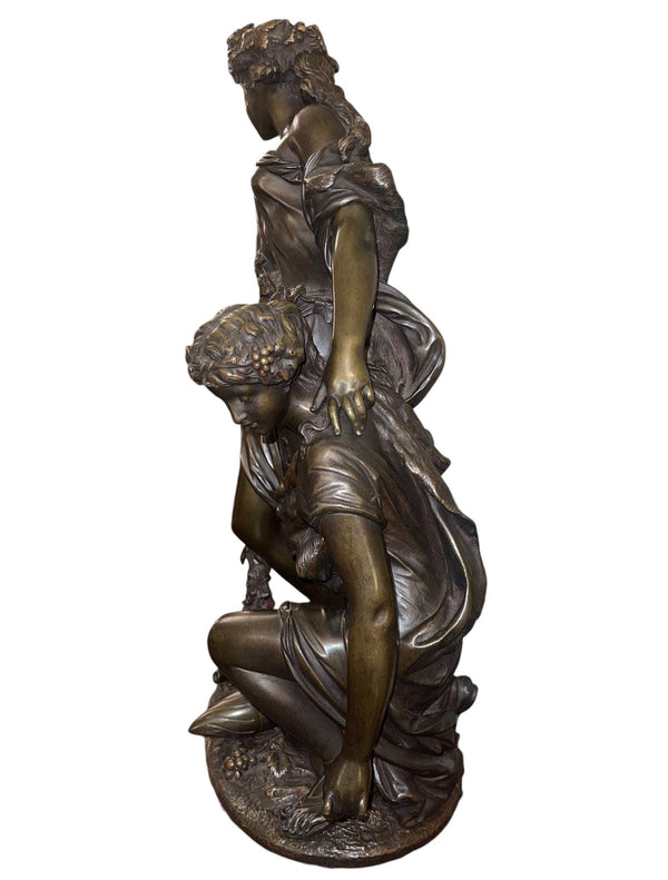 19th Century French Bronze Bacchantes Group After Clodion. Numbered 4123