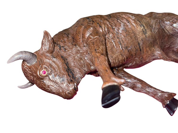 Manfred Gettman Attrib. Brown & Black Obsidian Bull Sculpture. Germany, 20th C.