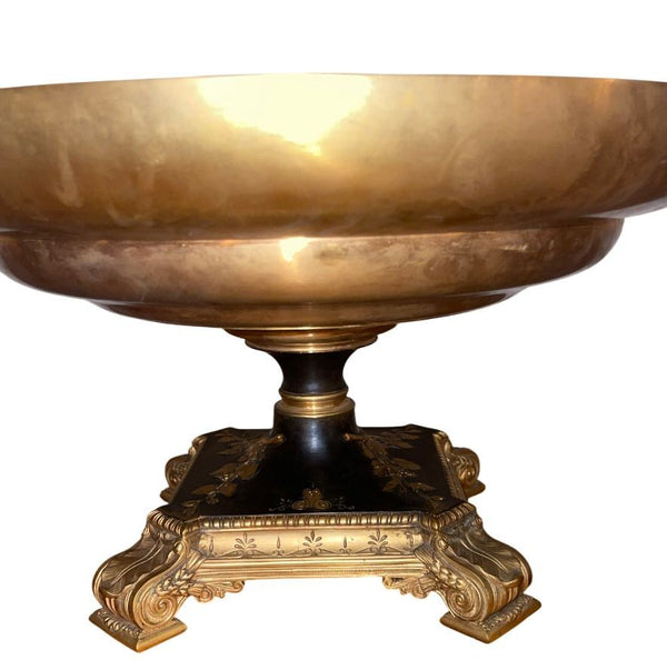 Early 20th Century French Empire-Style Bronze Pedestal Tazza - Signed E. Picault