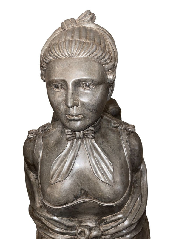 Late 19th Century Pair French Stone Sphinx Figures of Madame de Pompadour