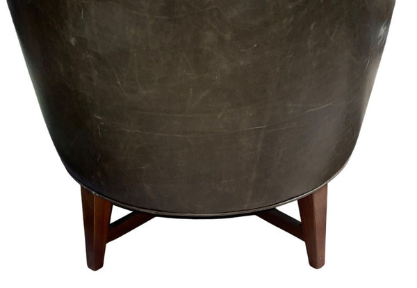 Pair of Mid-Century American Club Chairs with Tufted Leather and Fabric. 1950's